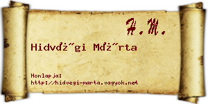 Hidvégi Márta névjegykártya