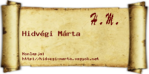Hidvégi Márta névjegykártya